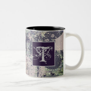 Monogram Steampunk Inspo Funky Mandala Floral Tweekleurige Koffiemok