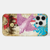 Monogram Steampunk Vogel Eiffeltoren Kroonluchter iPhone Hoesje (Achterkant horizontaal)