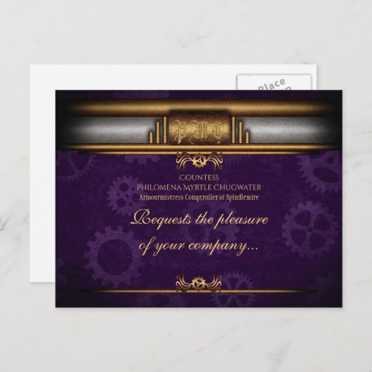 Monogram Steampunked Deco, messing en koninklijk p Briefkaart (Voorkant / Achterkant)
