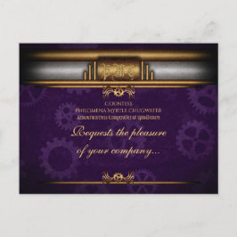 Monogram Steampunked Deco, messing en koninklijk p Briefkaart
