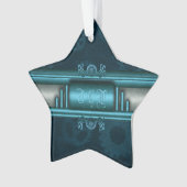 Monogram, Steampunked Deco op ijs blauw en blauwgr Ornament (voorkant)