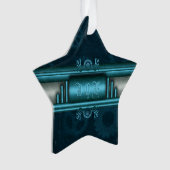 Monogram, Steampunked Deco op ijs blauw en blauwgr Ornament (voorkant)
