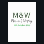 Monogram stel grijs groen modern romantisch date s kaart<br><div class="desc">meisjesachtig ontwerp</div>