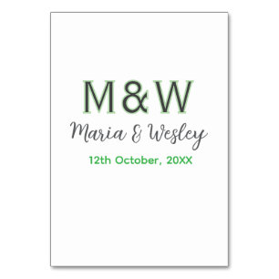 Monogram stel grijs groen modern romantisch date s kaart
