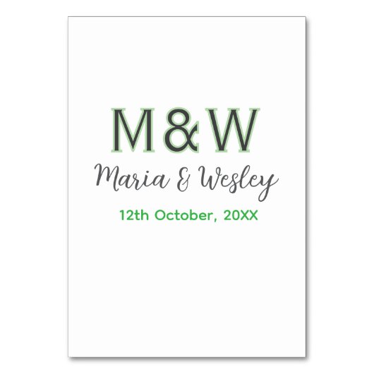 Monogram stel grijs groen modern romantisch date s kaart (Voorkant)