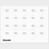 Monogram stel grijs groen modern romantisch datum  ronde sticker (Vel)
