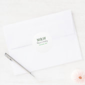 Monogram stel grijs groen modern romantisch datum  ronde sticker (Envelop)