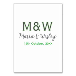 Monogram stel grijs groen modern romantische datum kaart