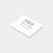 Monogram stel grijs groen modern romantische datum post-it® notes (Schuin)
