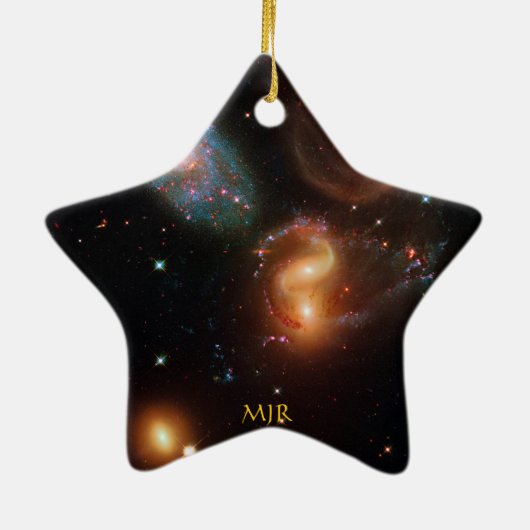 Monogram Stephans Quintet deep space sterrenstelse Keramisch Ornament (Achterkant)