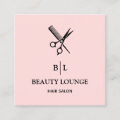 Monogram sterminimalistisch zwart-roze vierkante visitekaartje (Voorkant)