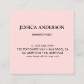 Monogram sterminimalistisch zwart-roze vierkante visitekaartje (Achterkant)