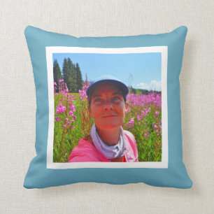 MONOGRAM stevig blauwe douane, voeg instagramfoto  Kussen