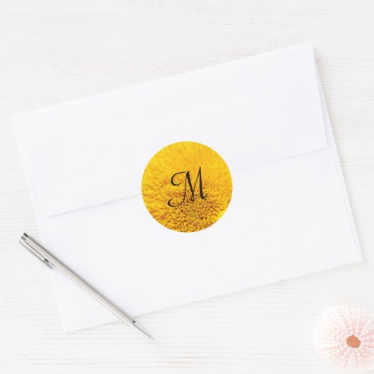 Monogram Sticker Gele zonnebloempitten (Envelop)