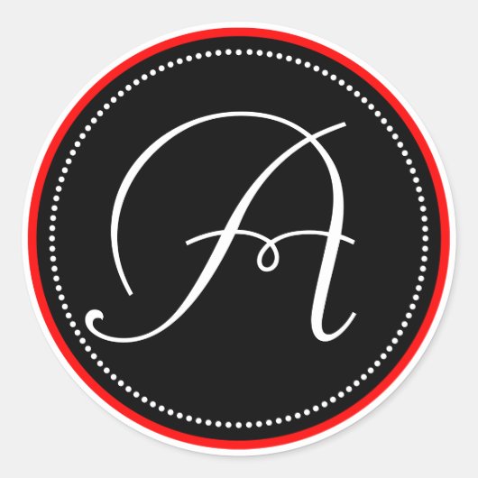 Monogram Sticker met zwart-rood cirkelontwerp (Voorkant)