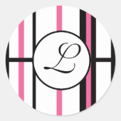 Monogram Sticker Stripes roze zwart-wit (Voorkant)