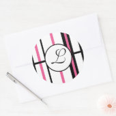 Monogram Sticker Stripes roze zwart-wit (Envelop)
