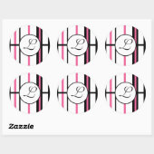Monogram Sticker Stripes roze zwart-wit (Vel)