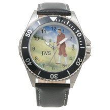 Monogram  stijl golfer horloge