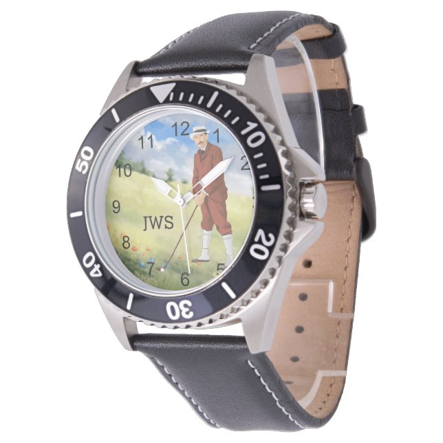 Monogram  stijl golfer horloge (Gekanteld)