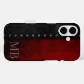 Monogram Stijl Landelijke Rode Grunge Case-Mate iPhone Case (Achterkant (horizontaal))