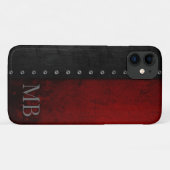 Monogram Stijl Landelijke Rode Grunge Case-Mate iPhone Case (Achterkant (horizontaal))