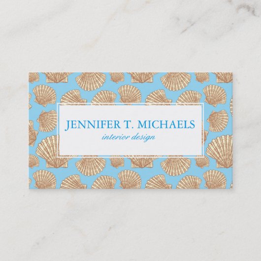 Monogram  stijl Seashell Patroon Visitekaartje (Voorkant)