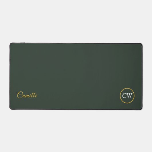 Monogram Stijlvol Goud & Bosgroen Bureaumat (Voorkant)