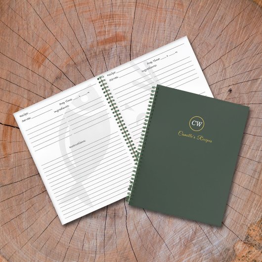 Monogram Stijlvol Goud & Bosgroen Notitieboek