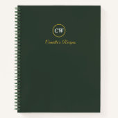 Monogram Stijlvol Goud & Bosgroen Notitieboek (Voorkant)