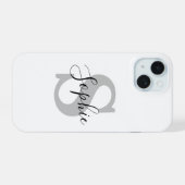 Monogram stijlvol iPhone 15 case (Achterkant horizontaal)