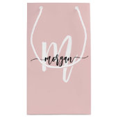 Monogram Stijlvol Modern Blush Pink Klein Cadeauzakje (Achterkant)