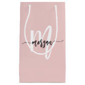 Monogram Stijlvol Modern Blush Pink Klein Cadeauzakje (Voorkant)
