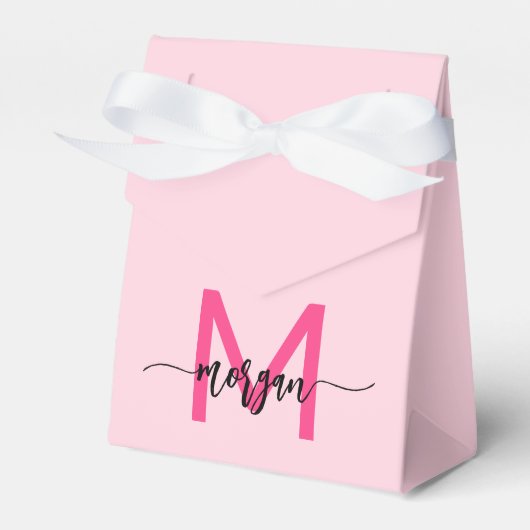 Monogram Stijlvol Modern Hot Pink Bedankdoosjes (Voorkant Zijde)