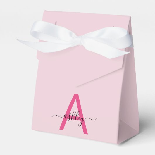Monogram Stijlvol Modern Hot Pink Bedankdoosjes (Voorkant Zijde)