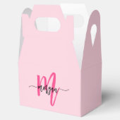Monogram Stijlvol Modern Hot Pink Bedankdoosjes (Geopend)