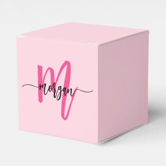 Monogram Stijlvol Modern Hot Pink Bedankdoosjes (Voorkant Zijde)