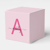 Monogram Stijlvol Modern Hot Pink Bedankdoosjes (Voorkant Zijde)