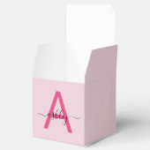 Monogram Stijlvol Modern Hot Pink Bedankdoosjes (Geopend)