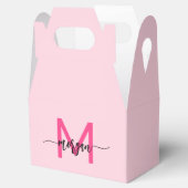 Monogram Stijlvol Modern Hot Pink Bedankdoosjes (Geopend)