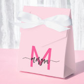 Monogram Stijlvol Modern Hot Pink Bedankdoosjes