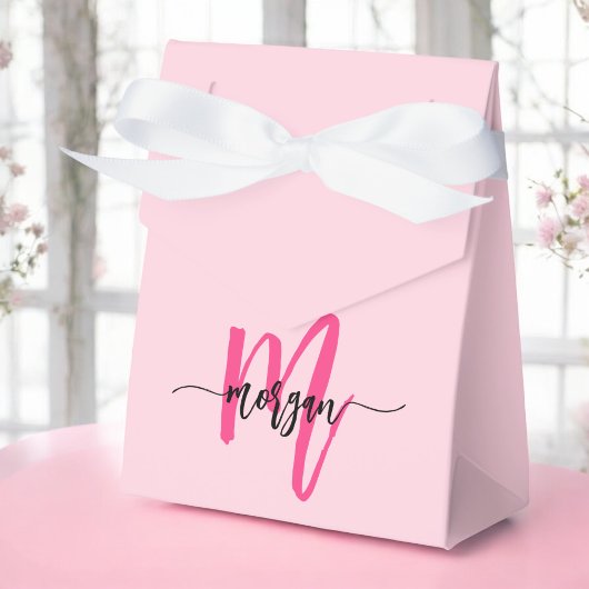 Monogram Stijlvol Modern Hot Pink Bedankdoosjes