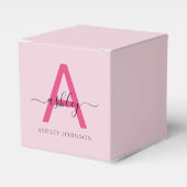Monogram Stijlvol Modern Hot Pink Bedankdoosjes (Voorkant Zijde)
