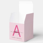 Monogram Stijlvol Modern Hot Pink Bedankdoosjes (Geopend)