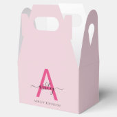 Monogram Stijlvol Modern Hot Pink Bedankdoosjes (Geopend)