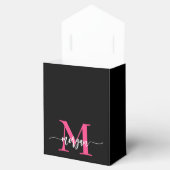 Monogram Stijlvol Modern Hot Pink Black Bedankdoosjes (Geopend)