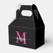 Monogram Stijlvol Modern Hot Pink Black Bedankdoosjes (Achterkant)
