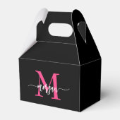 Monogram Stijlvol Modern Hot Pink Black Bedankdoosjes (Voorkant Zijde)