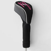 Monogram Stijlvol Modern Hot Pink Black Golfheadcover (Schuin)