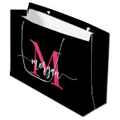 Monogram Stijlvol Modern Hot Pink Black Groot Cadeauzakje (Voorkant Gekanteld)